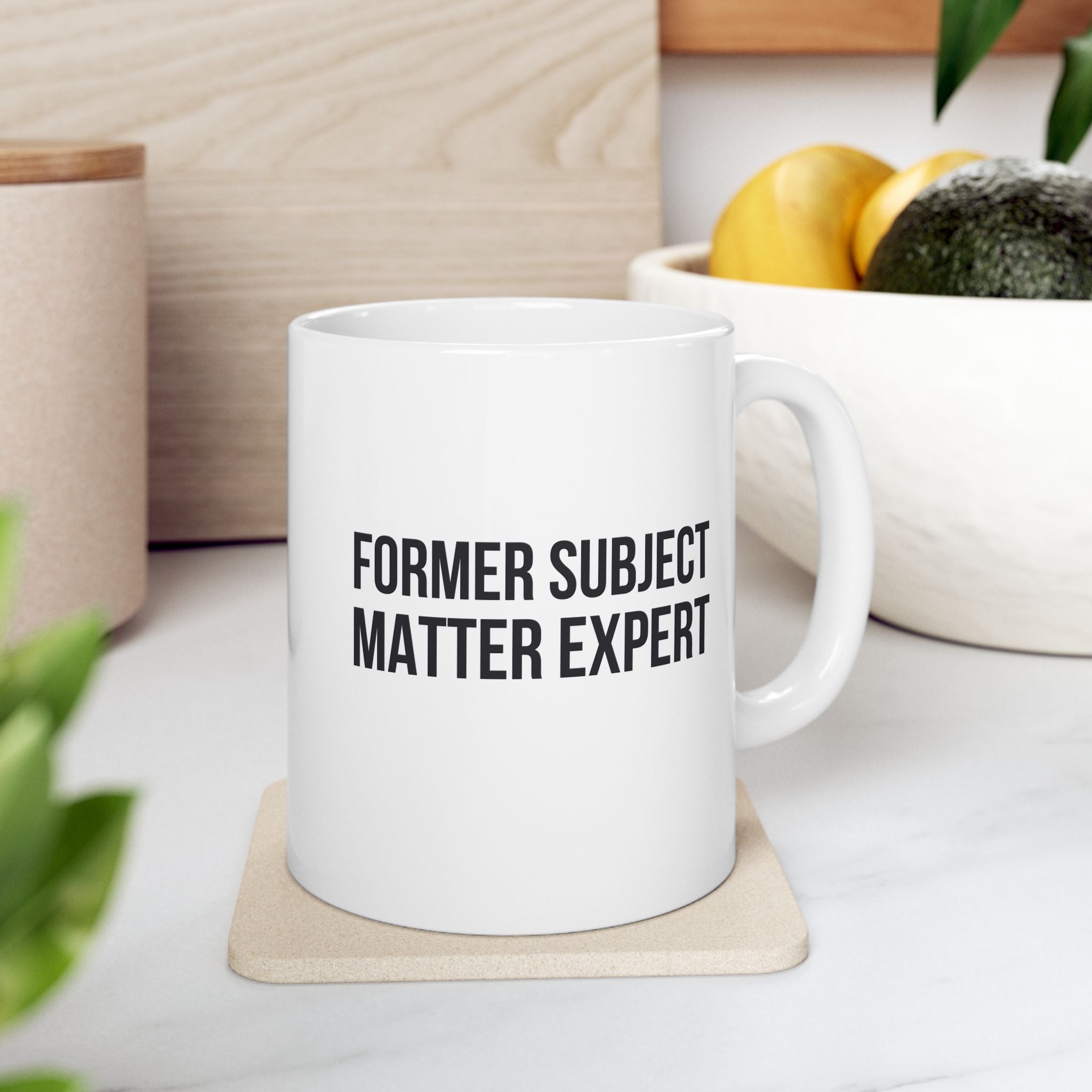 Funny Retirement Mug Gift for Government Employees — "Former Subject Matter Expert" Ceramic Coffee Cup (11oz)
