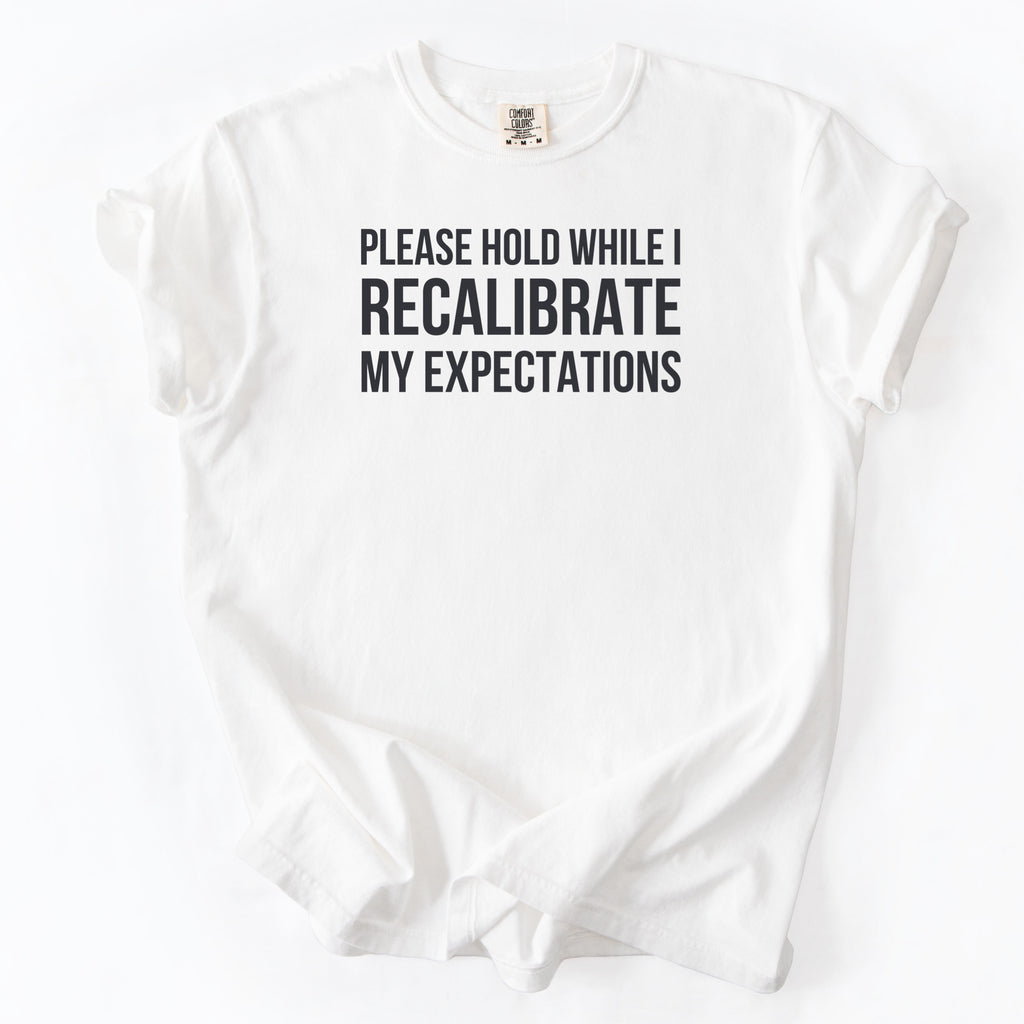 Please Hold While I Recalibrate My Expectations T-Shirt | Funny office gift for government employees humor