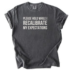 Please Hold While I Recalibrate My Expectations T-Shirt | Funny office gift for government employees humor