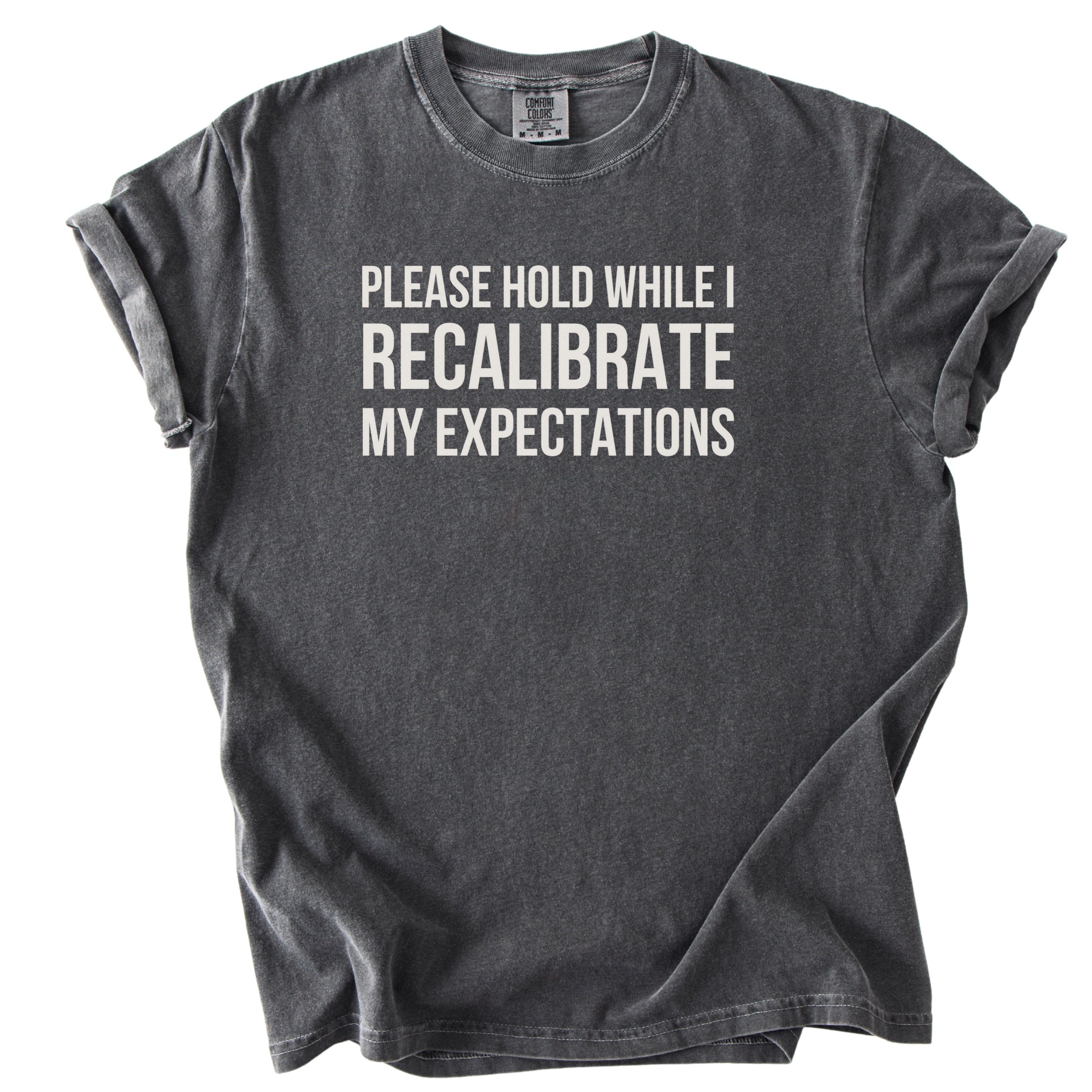 Please Hold While I Recalibrate My Expectations T-Shirt | Funny office gift for government employees humor
